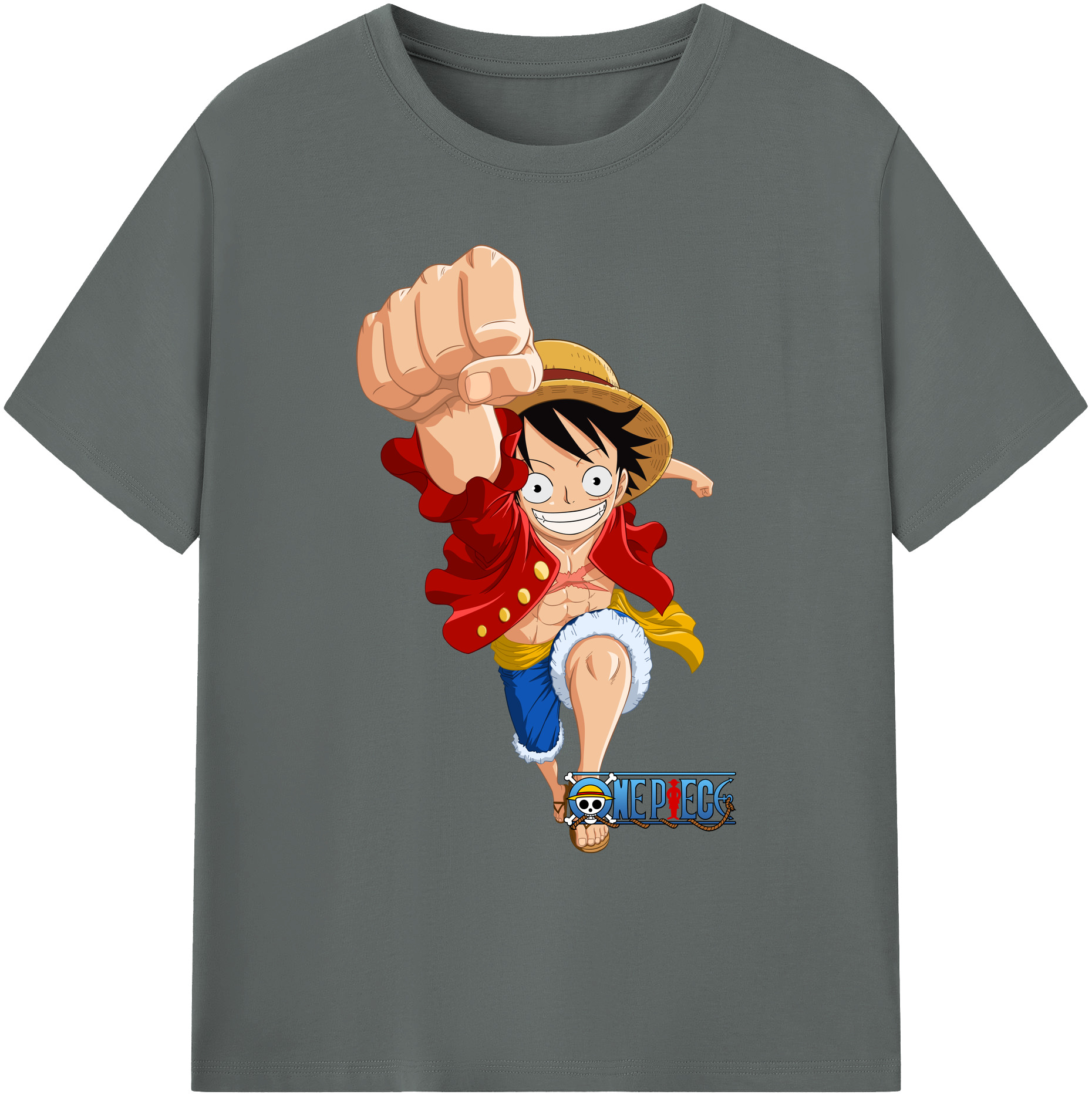 ワンピース モンキー・D・ルフィ ONE PIECE Monkey D. Luffy 綿100％ メンズ半袖Tシャツ｜肌触りやわらか＆通気性